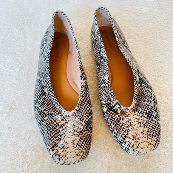 CORSO COMO TRISHINA SNAKESKIN SQUARE TOE SOFT LEATHER BALLET FLATS SIZE 8 - Picture 3 of 13